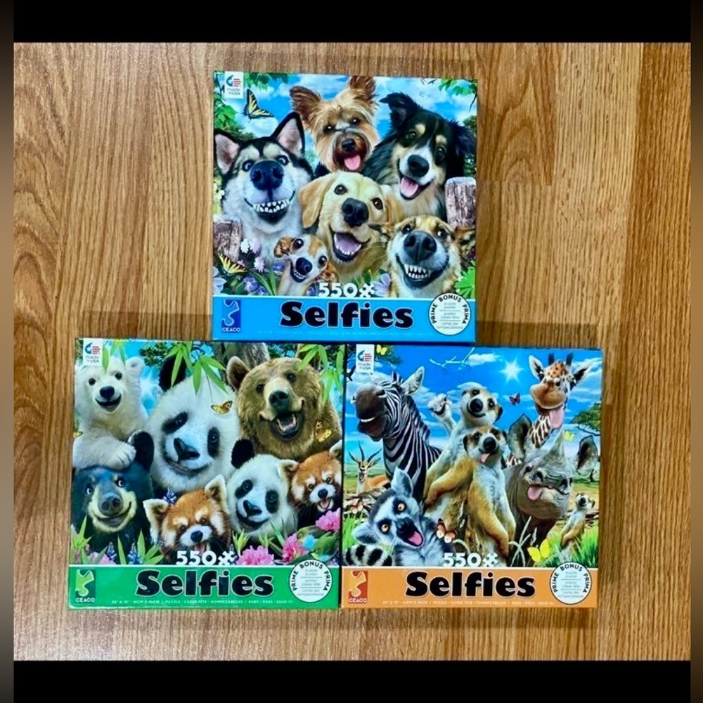 Ceaco Animal Selfies Puzzle set of 3 - 550 pcs each NEW
